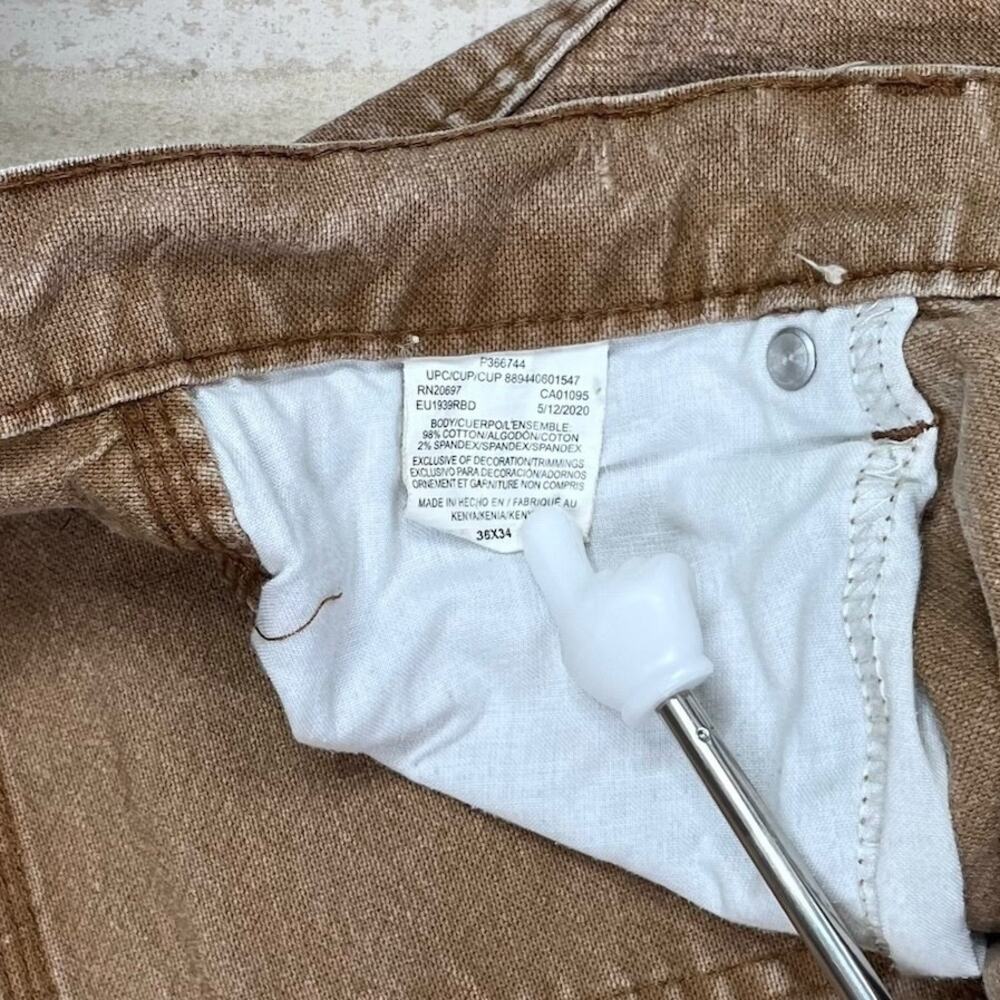 Vintage 90s Dickies Carpenter Pants 36x34 Baggy Camel Tan Canvas Dungarees Work - Picture 4 of 6